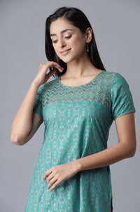 Blue kurta- Pink Straight Palazzo Set