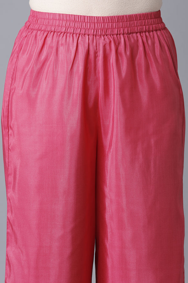 Blue kurta- Pink Straight Palazzo Set
