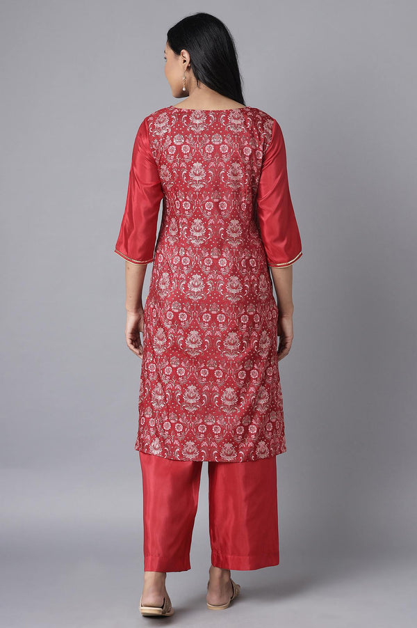 Maroon kurta-Culottes Set