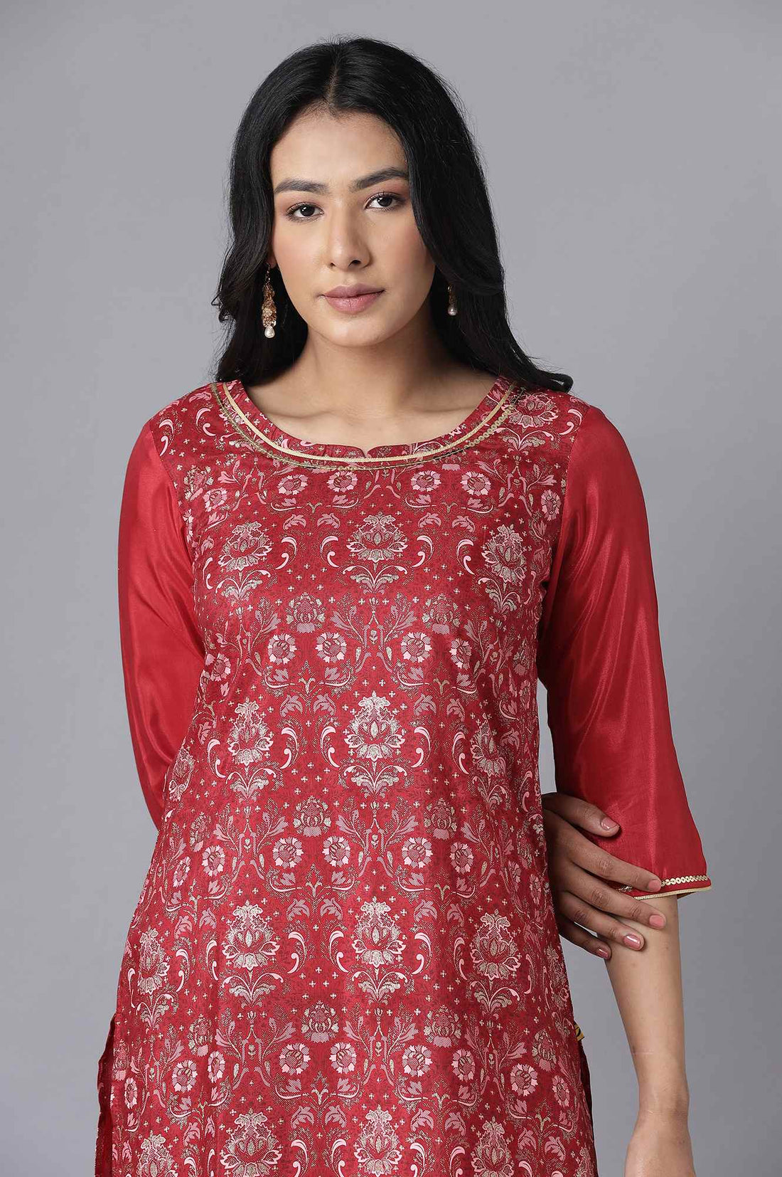 Maroon kurta-Culottes Set