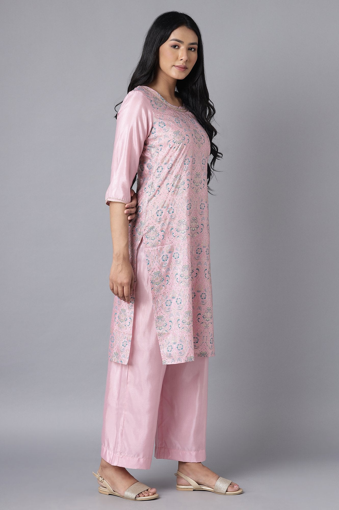 Sweet Pink kurta-Culottes Set