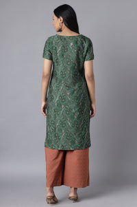 Green kurta- Orange Palazzo Set
