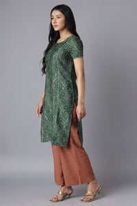 Green kurta- Orange Palazzo Set