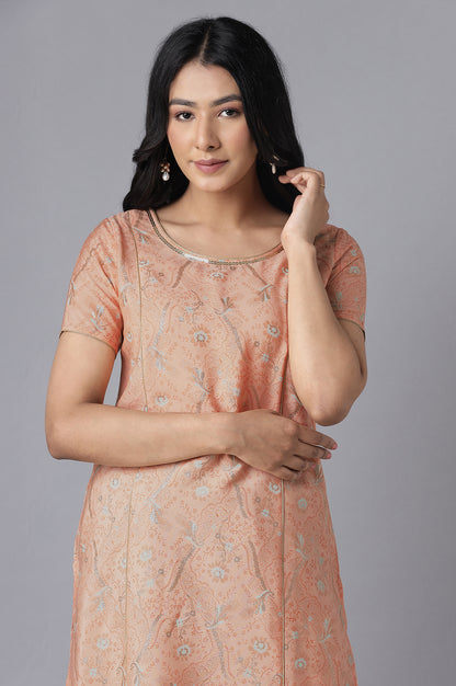 Orange kurta- Blue Palazzo Set