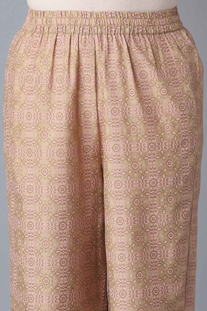 Beige kurta-Straight Palazzo Set