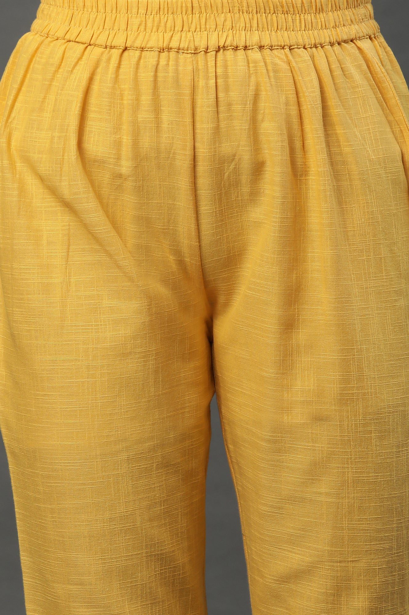 Yellow Embroidered Kurta-Palazzo-Golden Dupatta