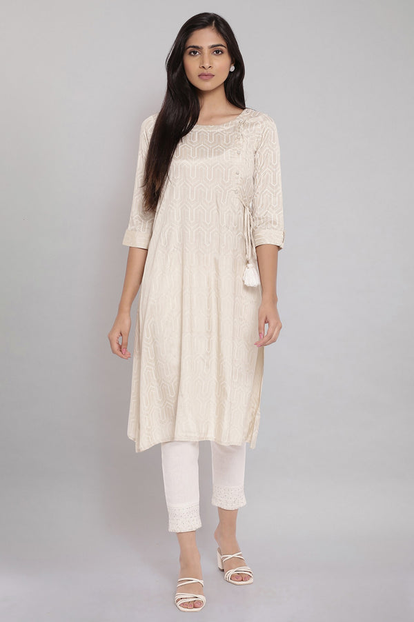 Beige A-line Shantoon kurta