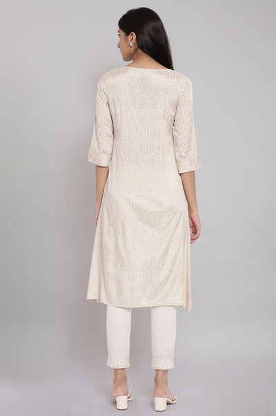 Beige A-line Shantoon kurta