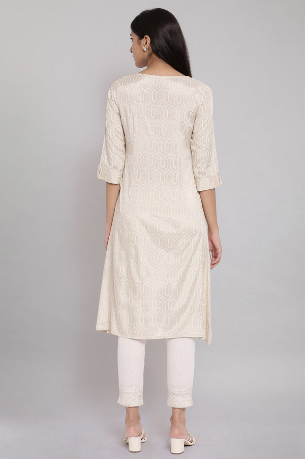 Beige A-line Shantoon kurta