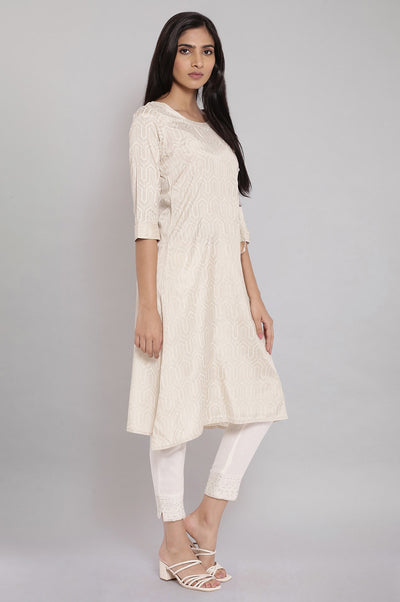 Beige A-line Shantoon kurta