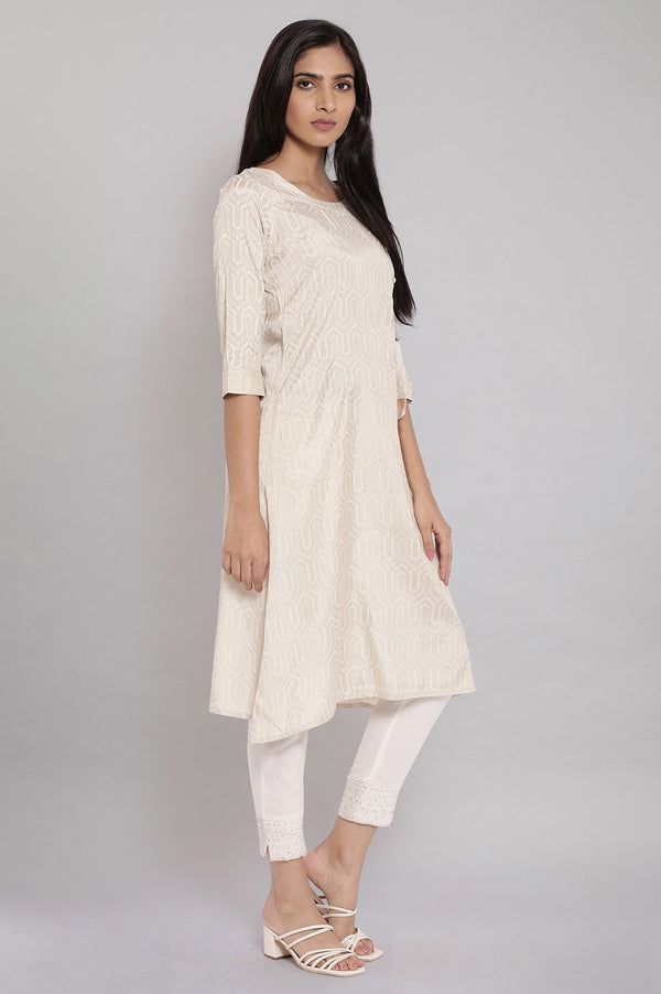 Beige A-line Shantoon kurta
