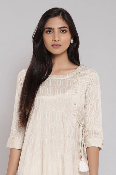 Beige A-line Shantoon kurta