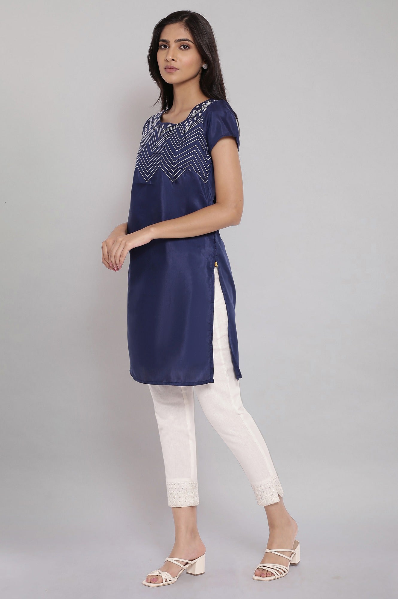 Uniform Blue Zari Embroidered kurta