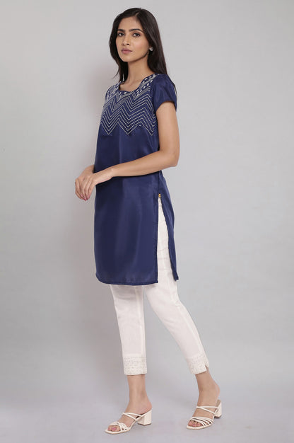 Uniform Blue Zari Embroidered kurta