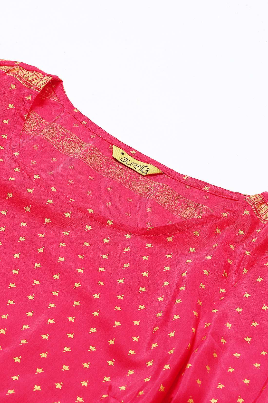 Pink Round Neck Printed kurta