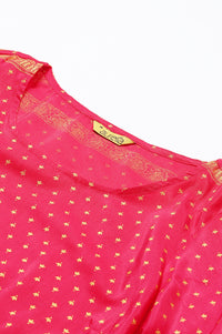 Pink Round Neck Printed kurta