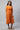 Orange Round Neck Foil Print Flared Dress