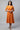 Orange Round Neck Foil Print Flared Dress