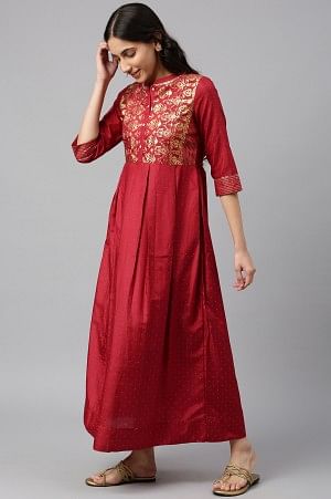 Maroon Embellished Festive Dress