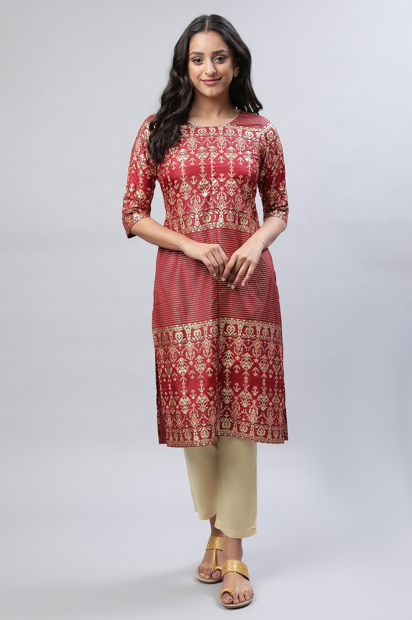 Maroon Printed kurta