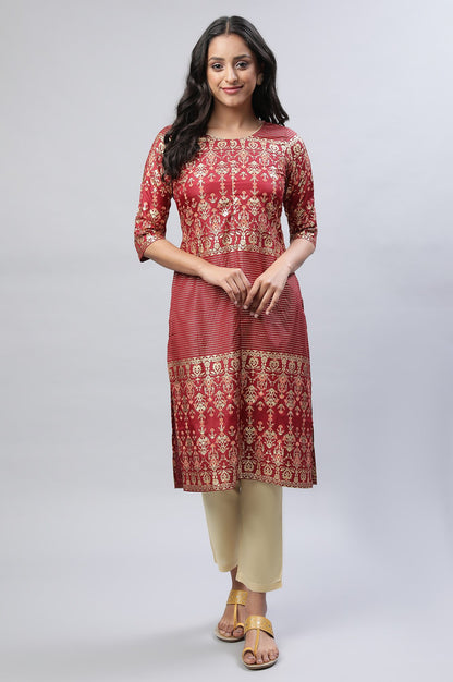 Maroon Printed kurta