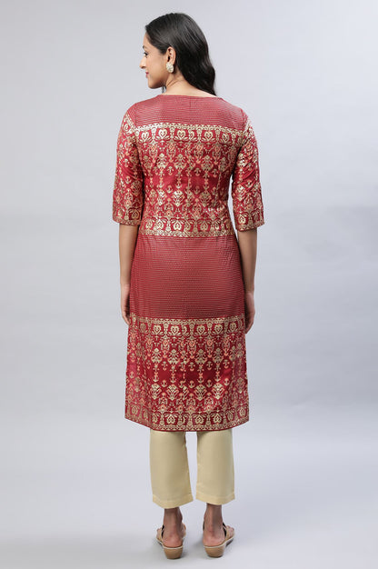 Maroon Printed kurta