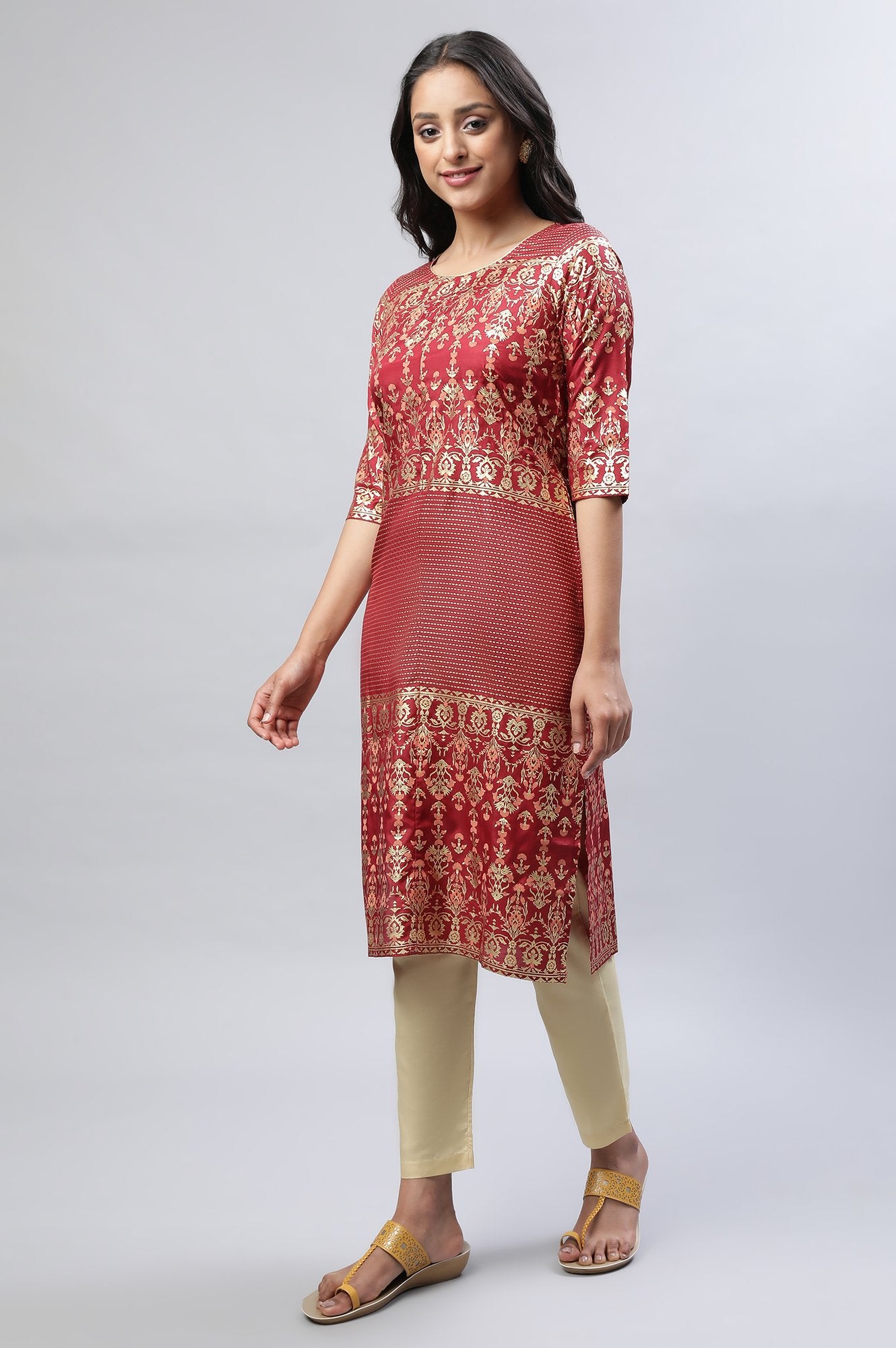 Maroon Printed kurta