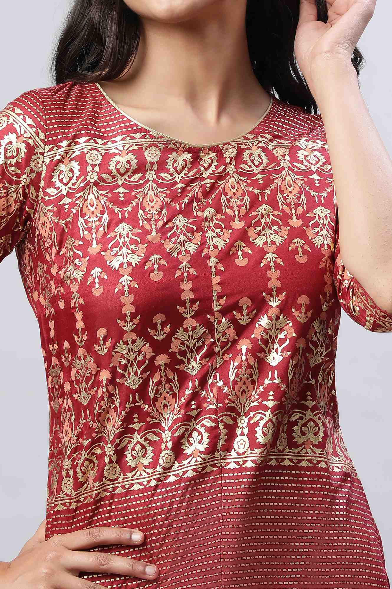 Maroon Printed kurta