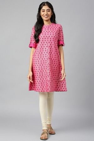 Pink Cotton A-Line Dress