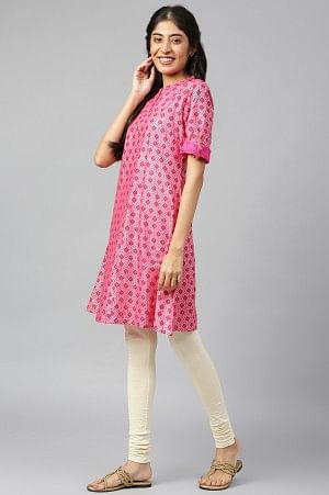 Pink Cotton A-Line Dress