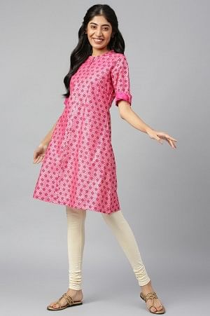 Pink Cotton A-Line Dress