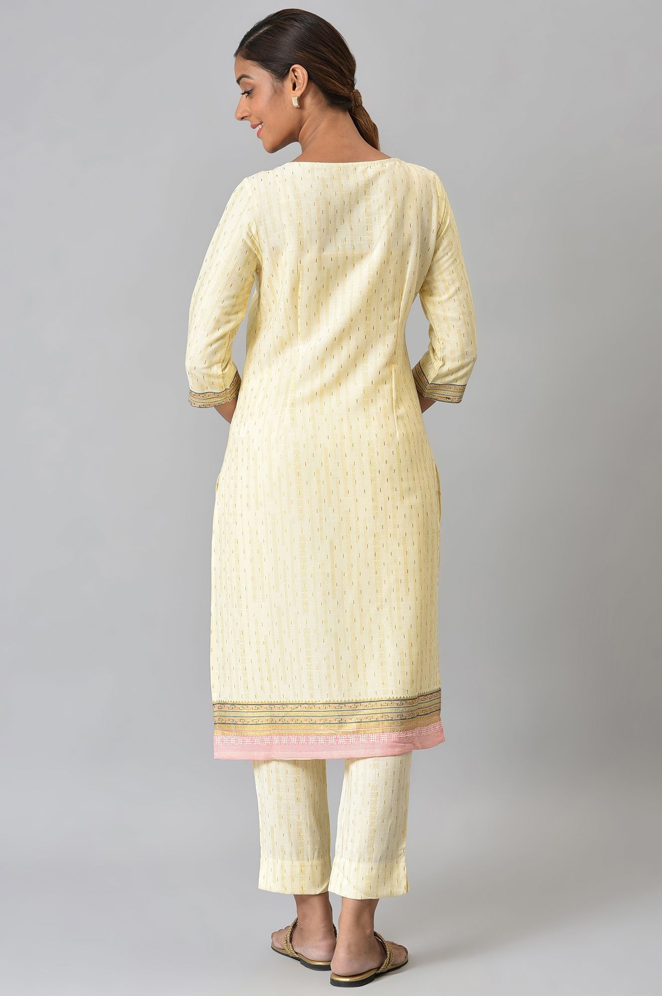 Beige Viscose Embroidered kurta