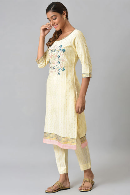 Beige Viscose Embroidered kurta