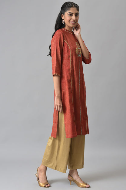 Red Dual Tone Zari Embroidered kurta