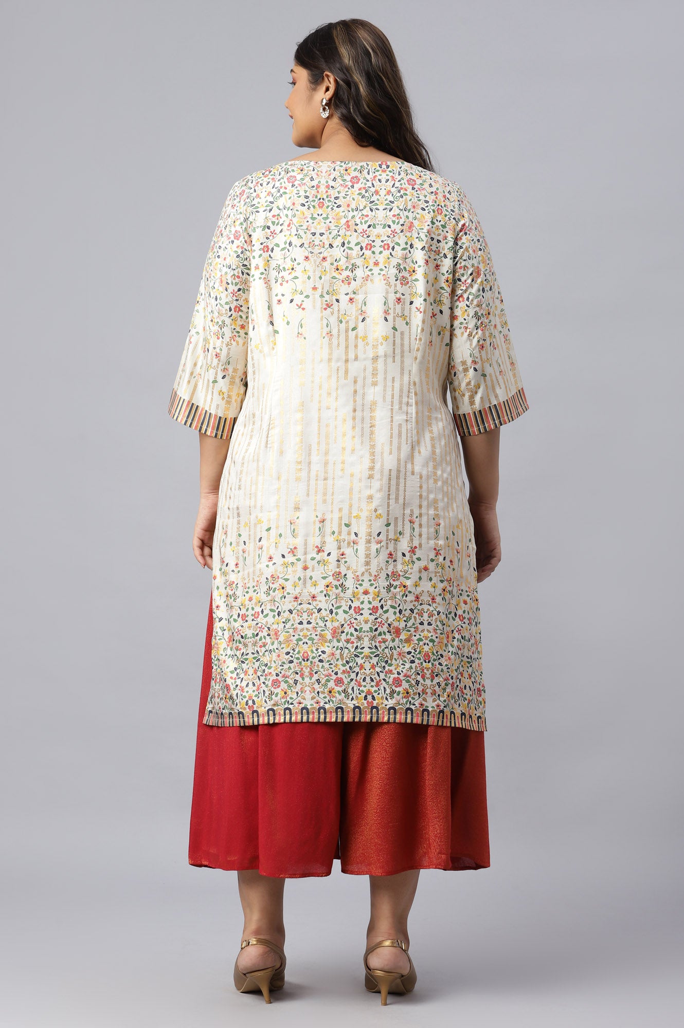 Beige Kuchai Silk EthnicPlus Size kurta