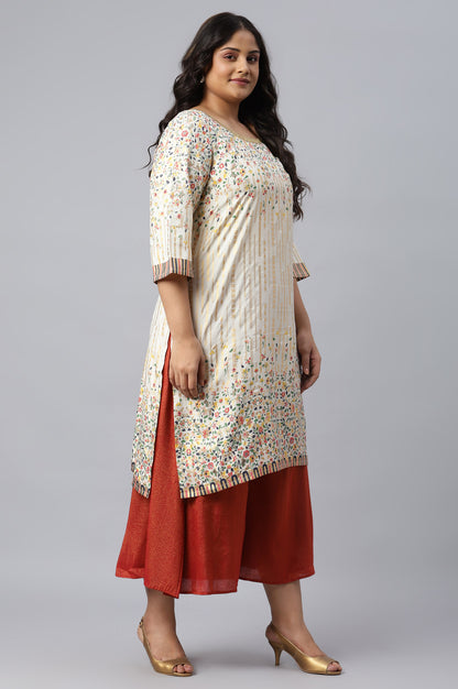 Beige Kuchai Silk EthnicPlus Size kurta