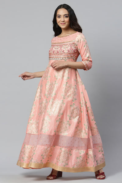 Pink Printed Dress wirh Cutout Details