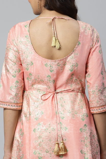 Pink Printed Dress wirh Cutout Details