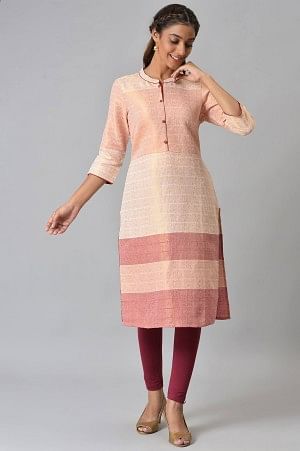 Multi and Burnt Peach Dobby Straight kurta