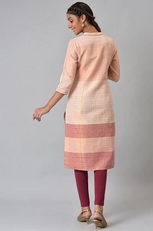 Multi and Burnt Peach Dobby Straight kurta