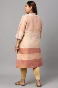 Multi and Burnt Peach Dobby Straight Plus Size kurta