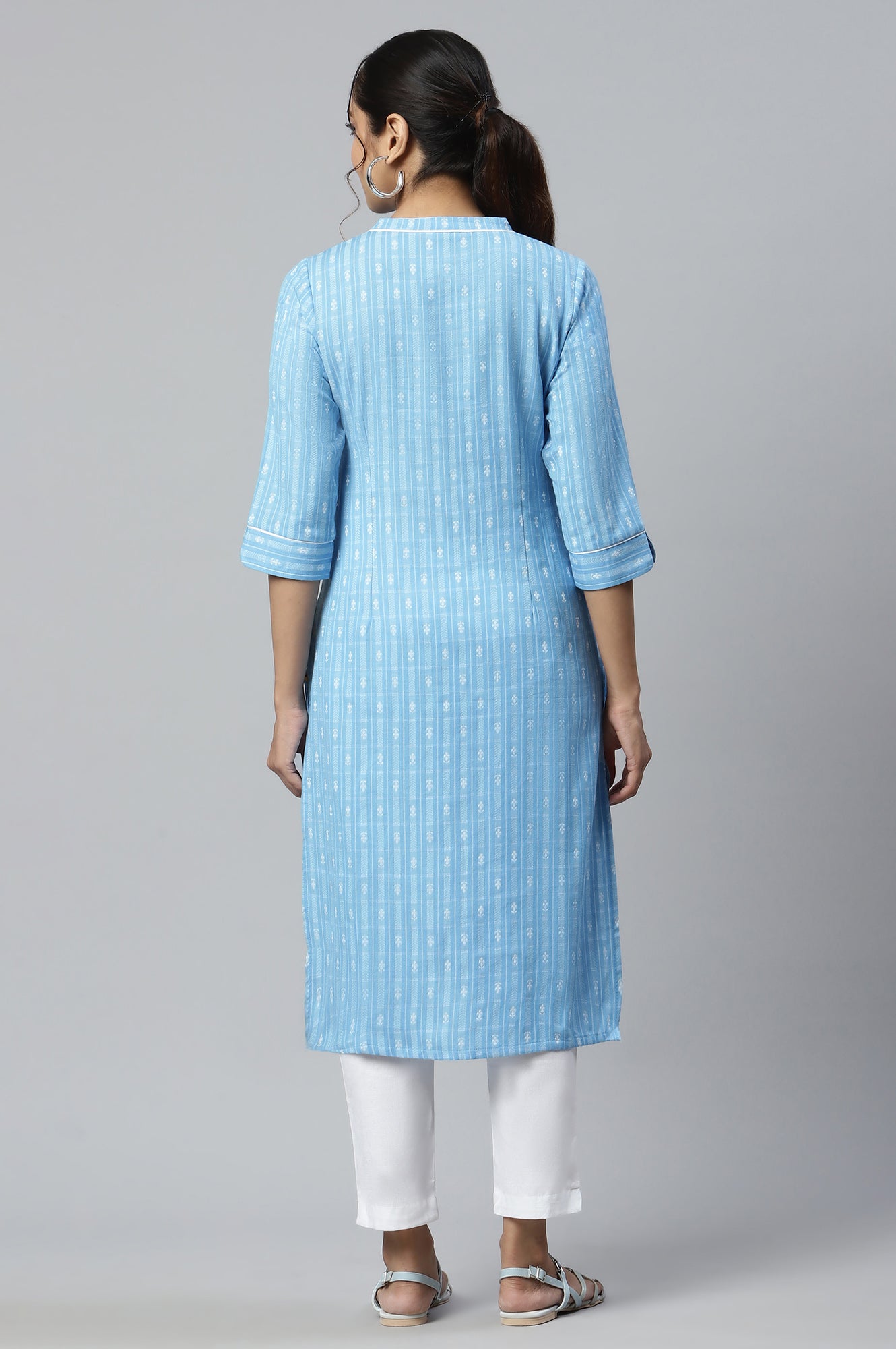 Blue Cotton Dobby Ethnic kurta