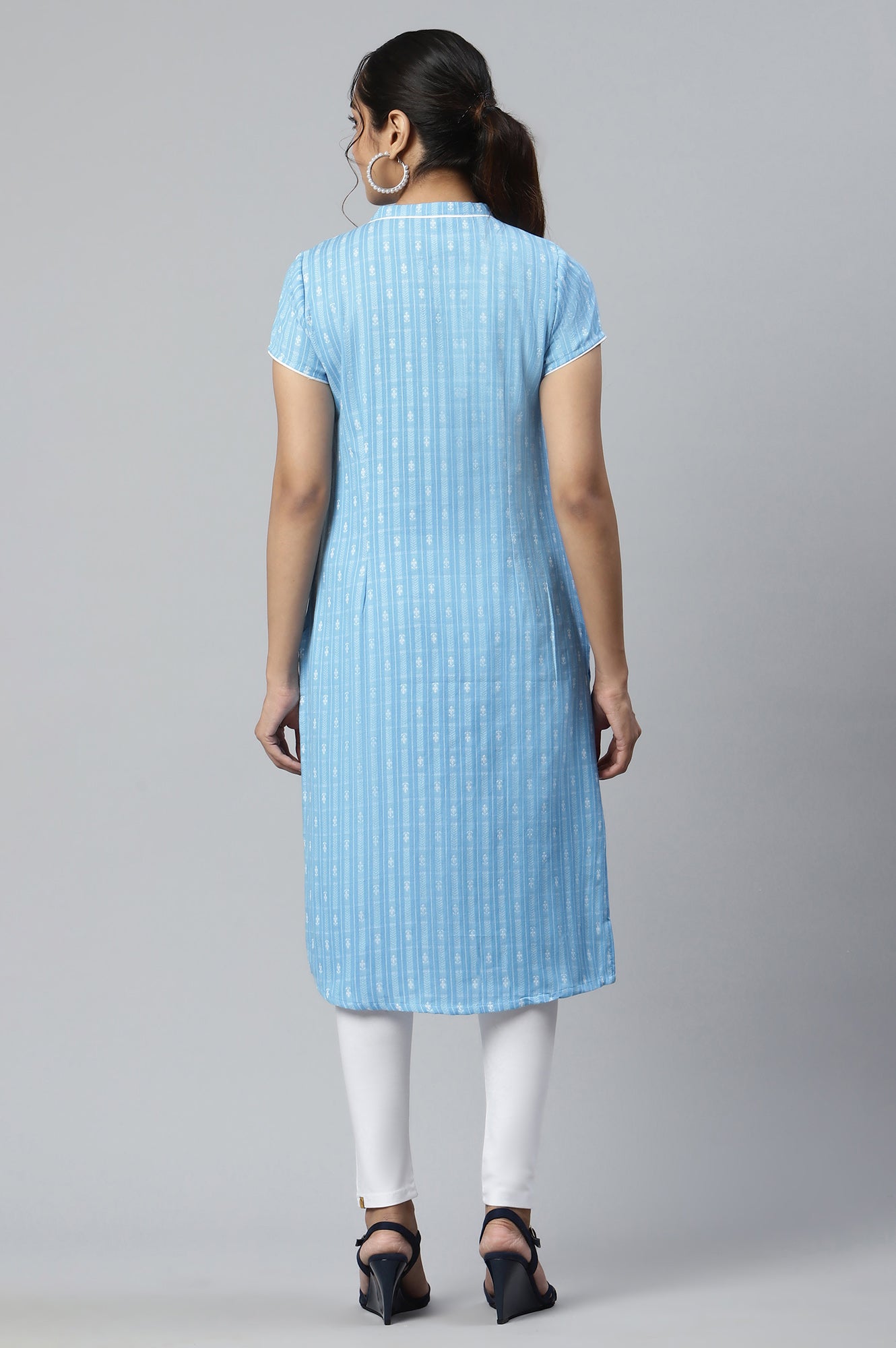 Blue Cotton Dobby Ethnic kurta