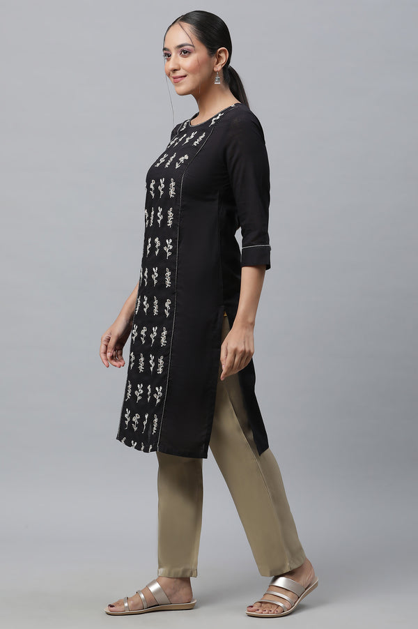 Black Embroidered Ethnic kurta