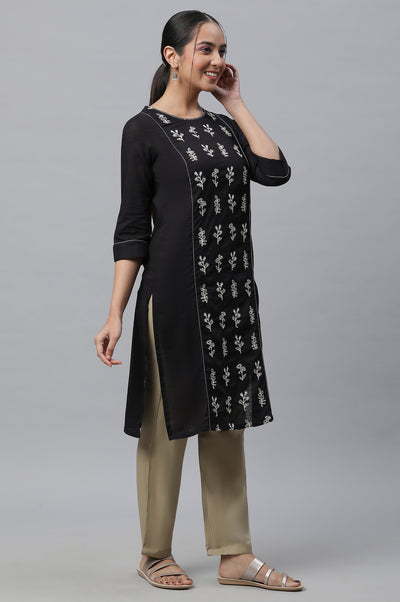 Black Embroidered Ethnic kurta