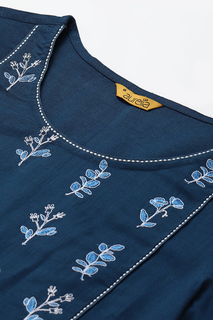 Navy Blue Embroidered Ethnic kurta