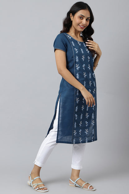 Navy Blue Embroidered Ethnic kurta