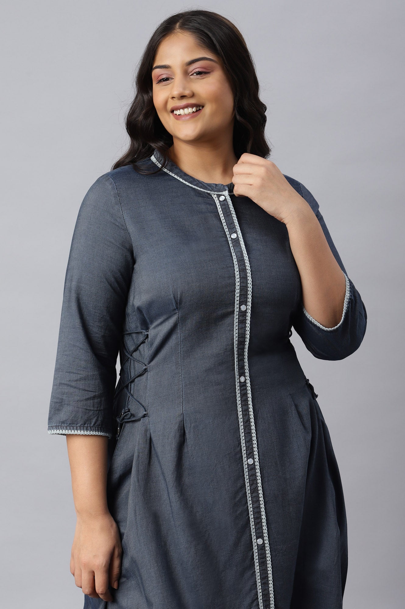 Buy Blue Denim Plus Size Dress Online for Woman Shop for Aurelia