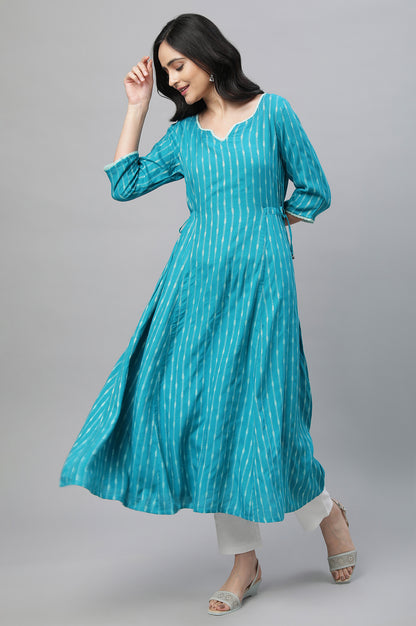 Teal Green Yarn Dyed Ethnic Kurta