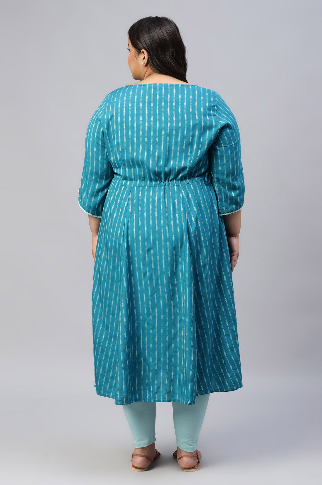 Green Cotton Rounded Hemline Plus Size kurta